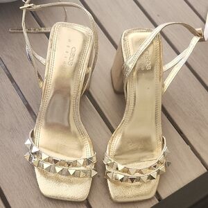ASOS Y2k Gold Crystal Embellished Heels for Formal Occasions